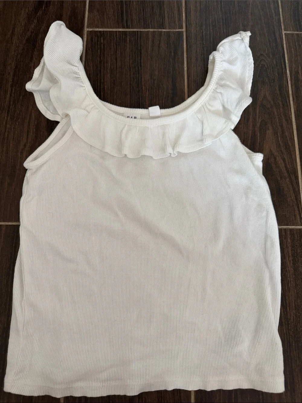 Girls Gap, cotton White Ruffled Tank Top
